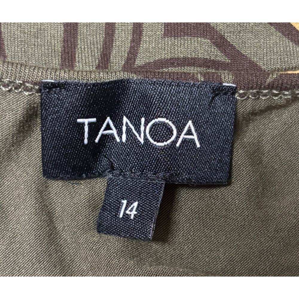 Tanoa Girls 14 Tribal Print Dress Olive Green Gold Short Sleeve Tribal Samoan - Picture 6 of 8